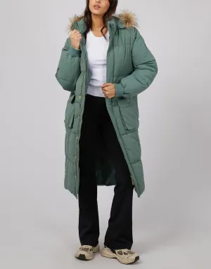 Active Fur Longline Puffer - Green