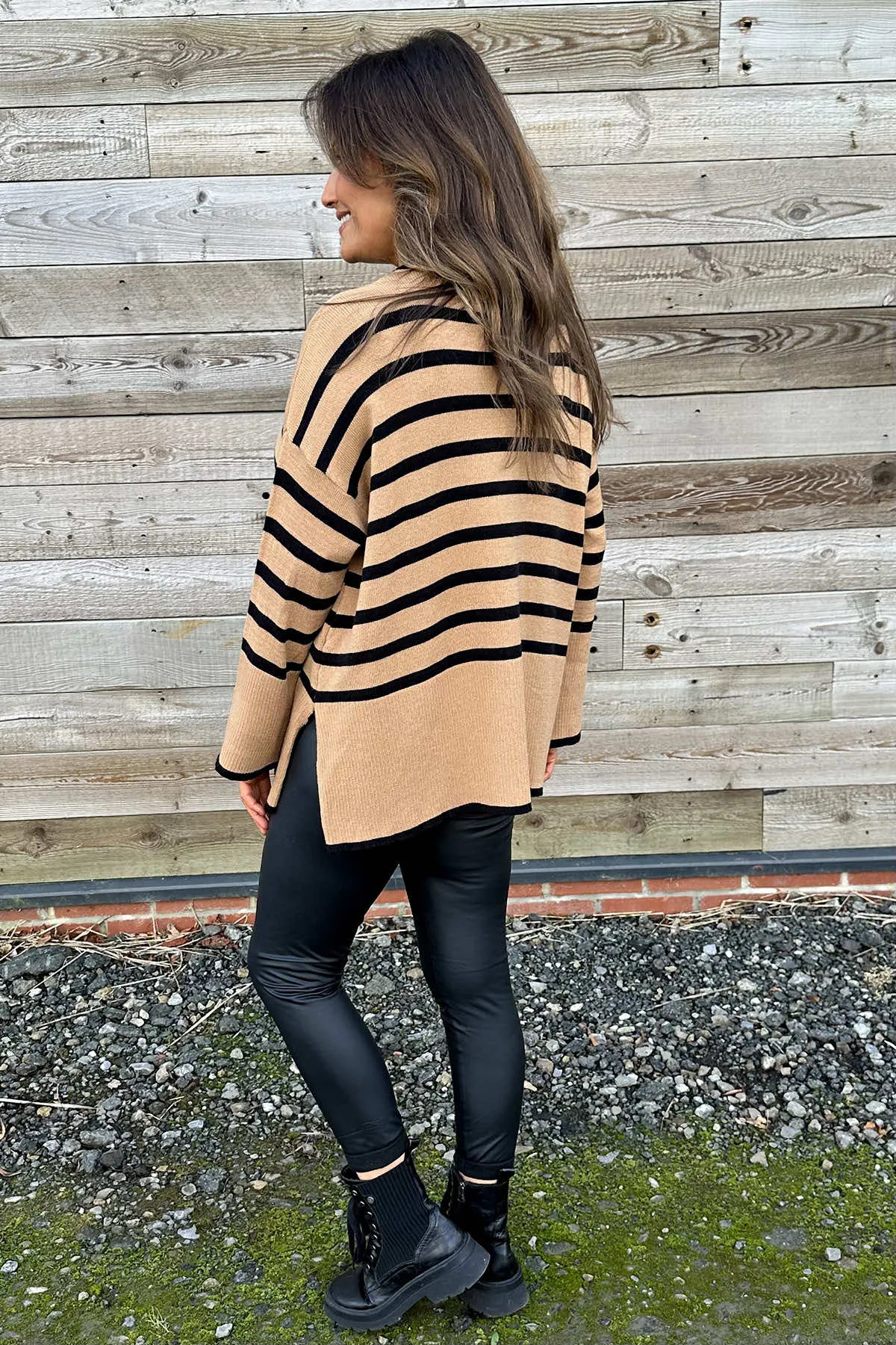 Asher Stripe Jumper Camel