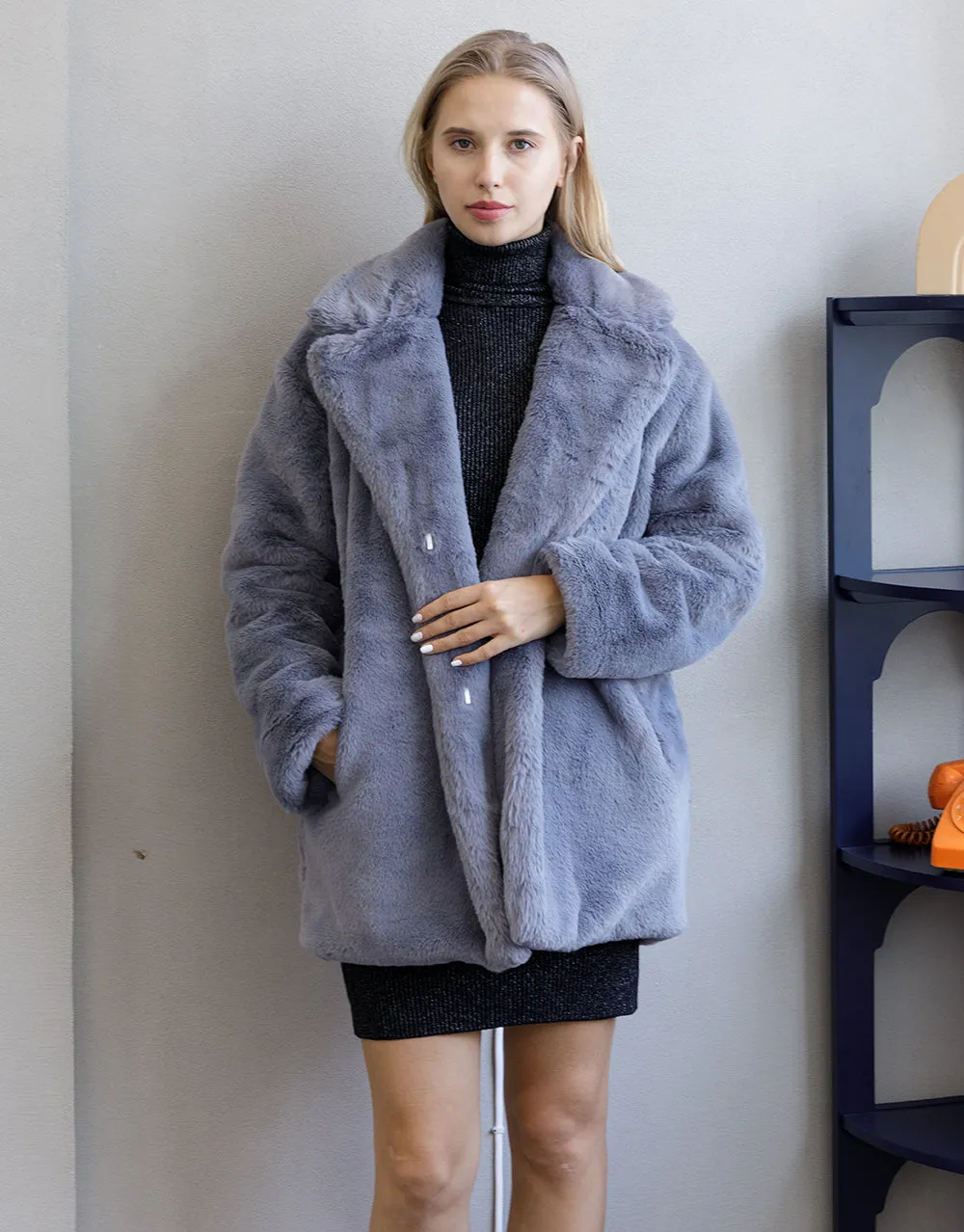 Autumn Winter New Women Faux Fur Coat Elegant Fluffy Thick Warm