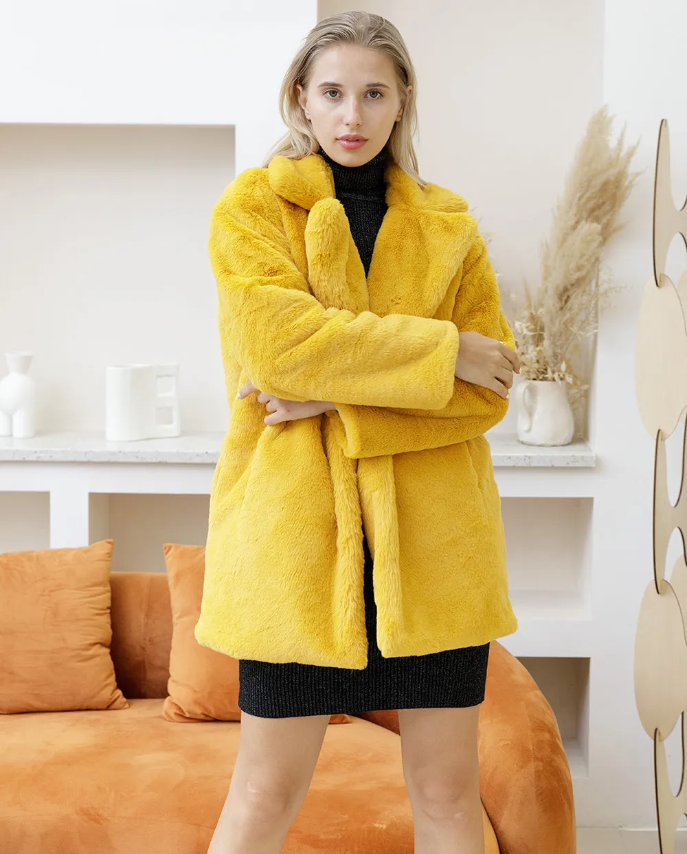 Autumn Winter New Women Faux Fur Coat Elegant Fluffy Thick Warm