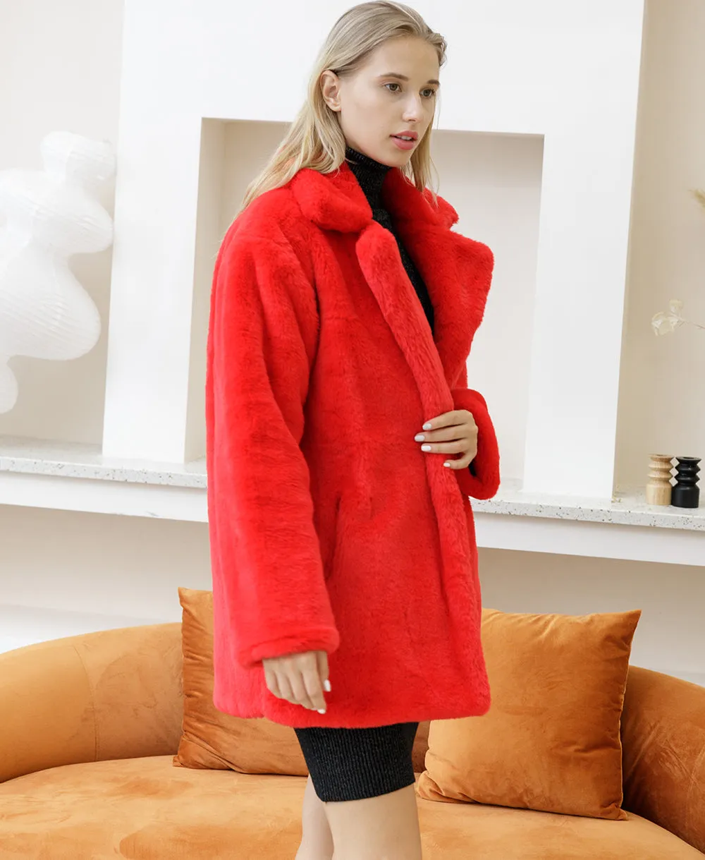 Autumn Winter New Women Faux Fur Coat Elegant Fluffy Thick Warm