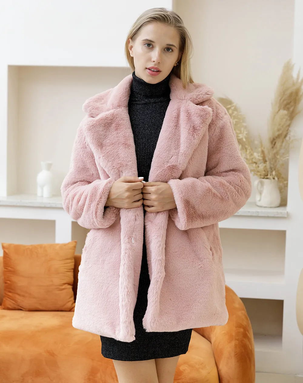 Autumn Winter New Women Faux Fur Coat Elegant Fluffy Thick Warm