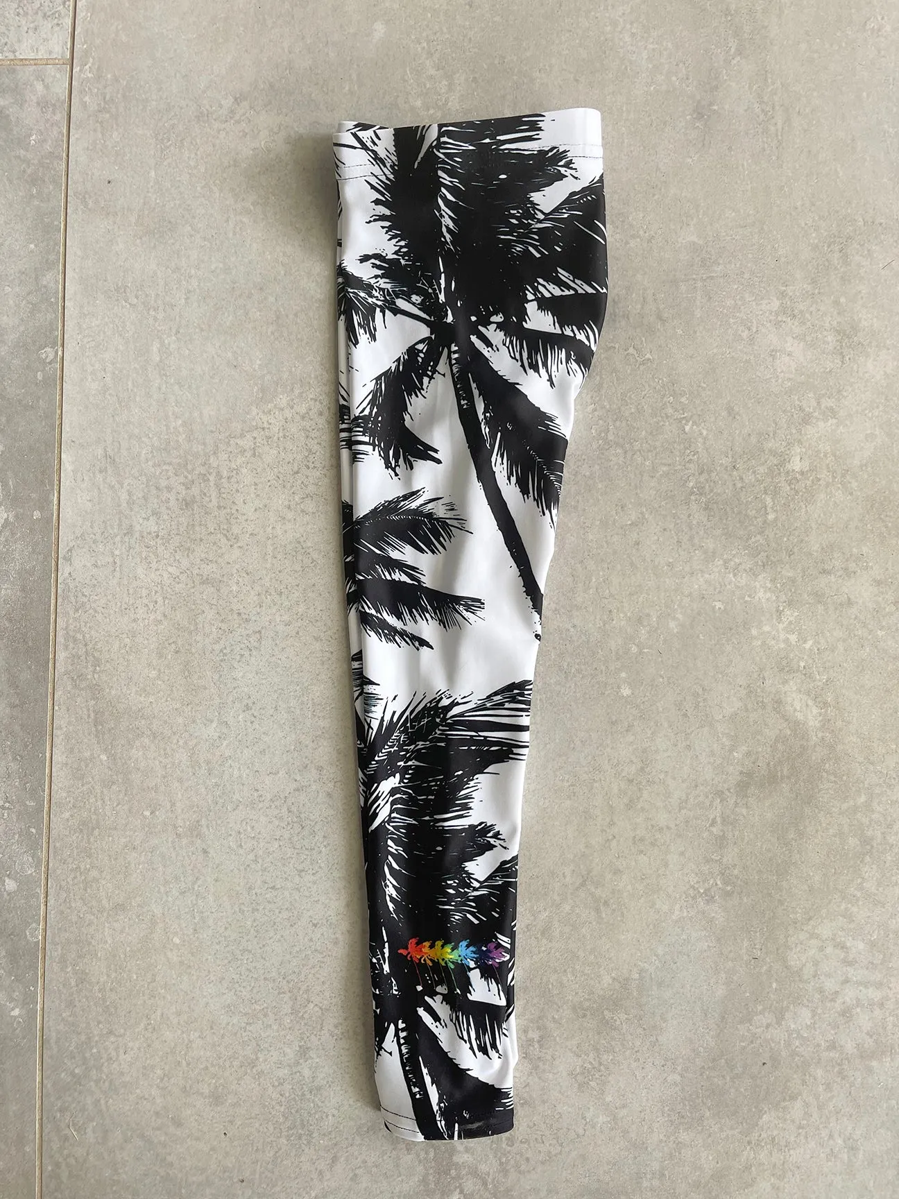 Black   White Palm Tree Girls Leggings