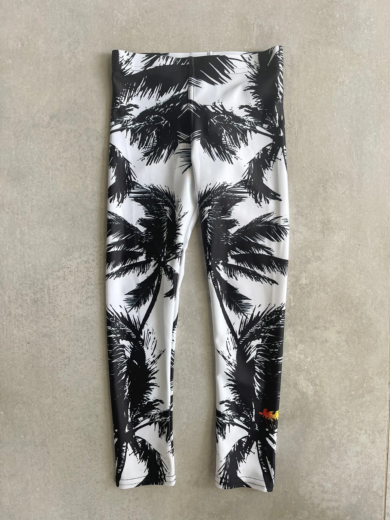 Black   White Palm Tree Girls Leggings