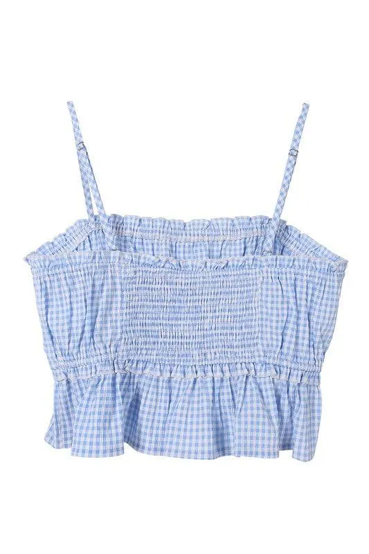 Blue Gingham Tank Top