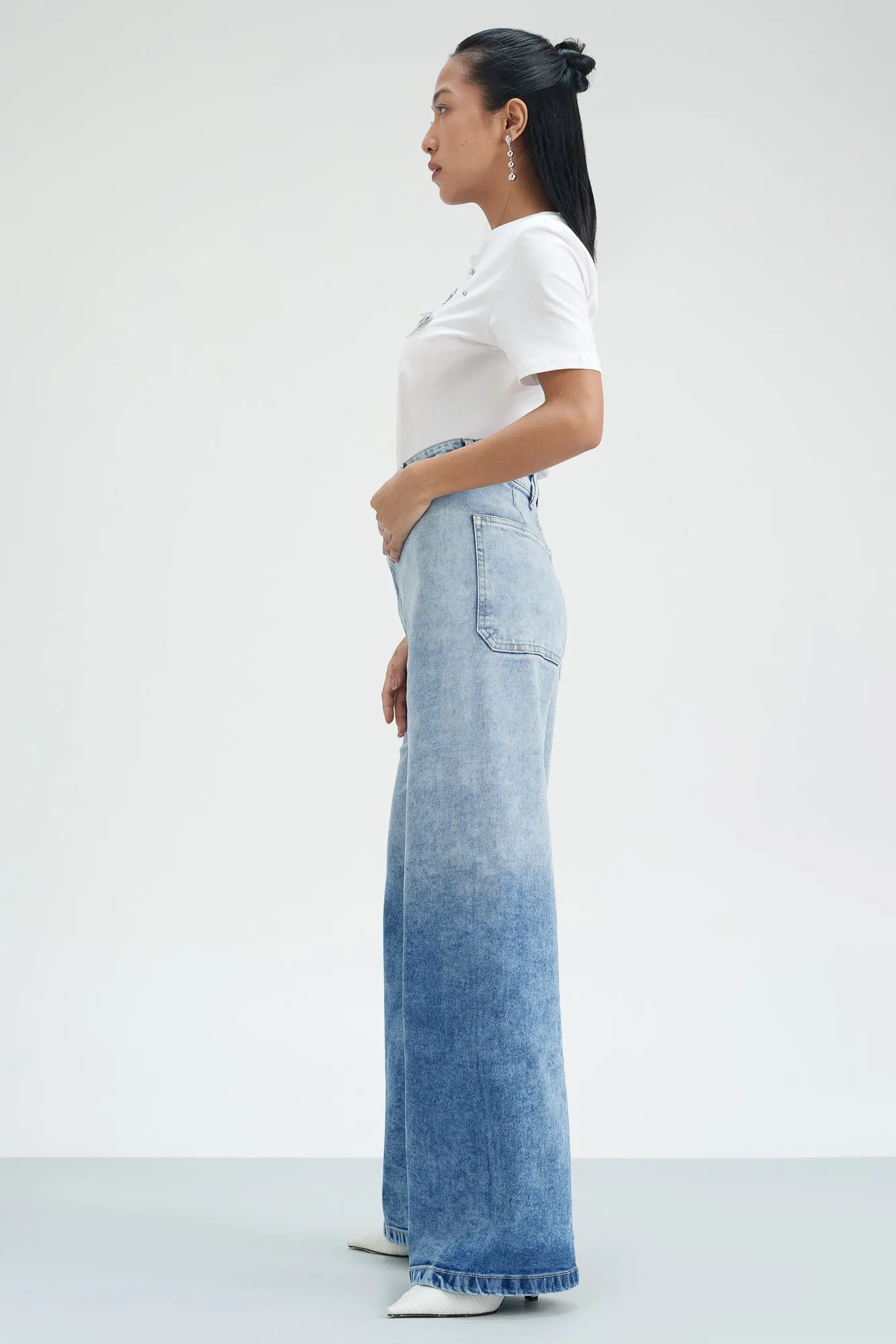 Blue Ombre Odyssey Retro Flare Stretch Jeans