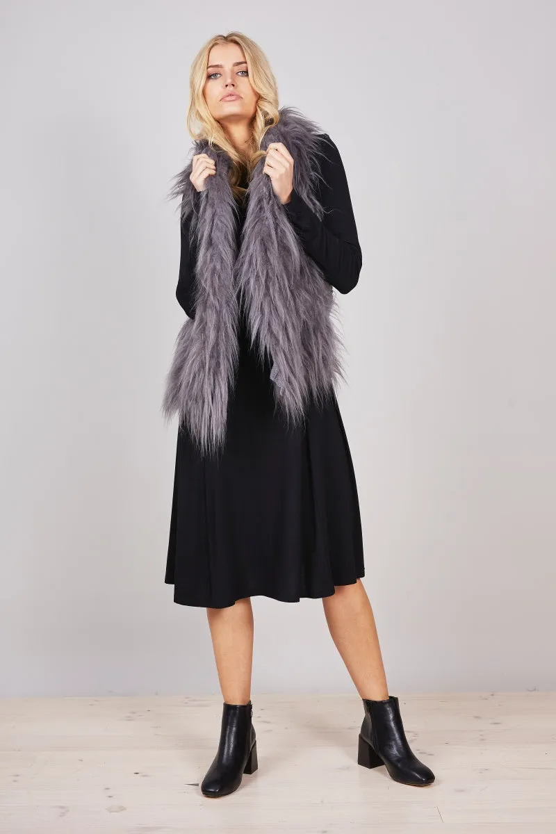 Brave & True - Knit Fur Vest - Charcoal