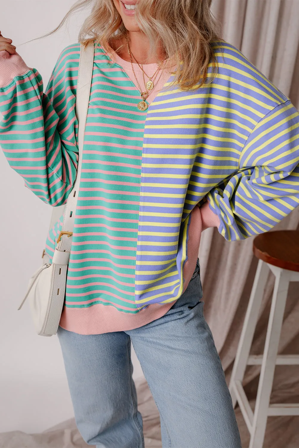 Casual Stripe Oversize Sweatshirt