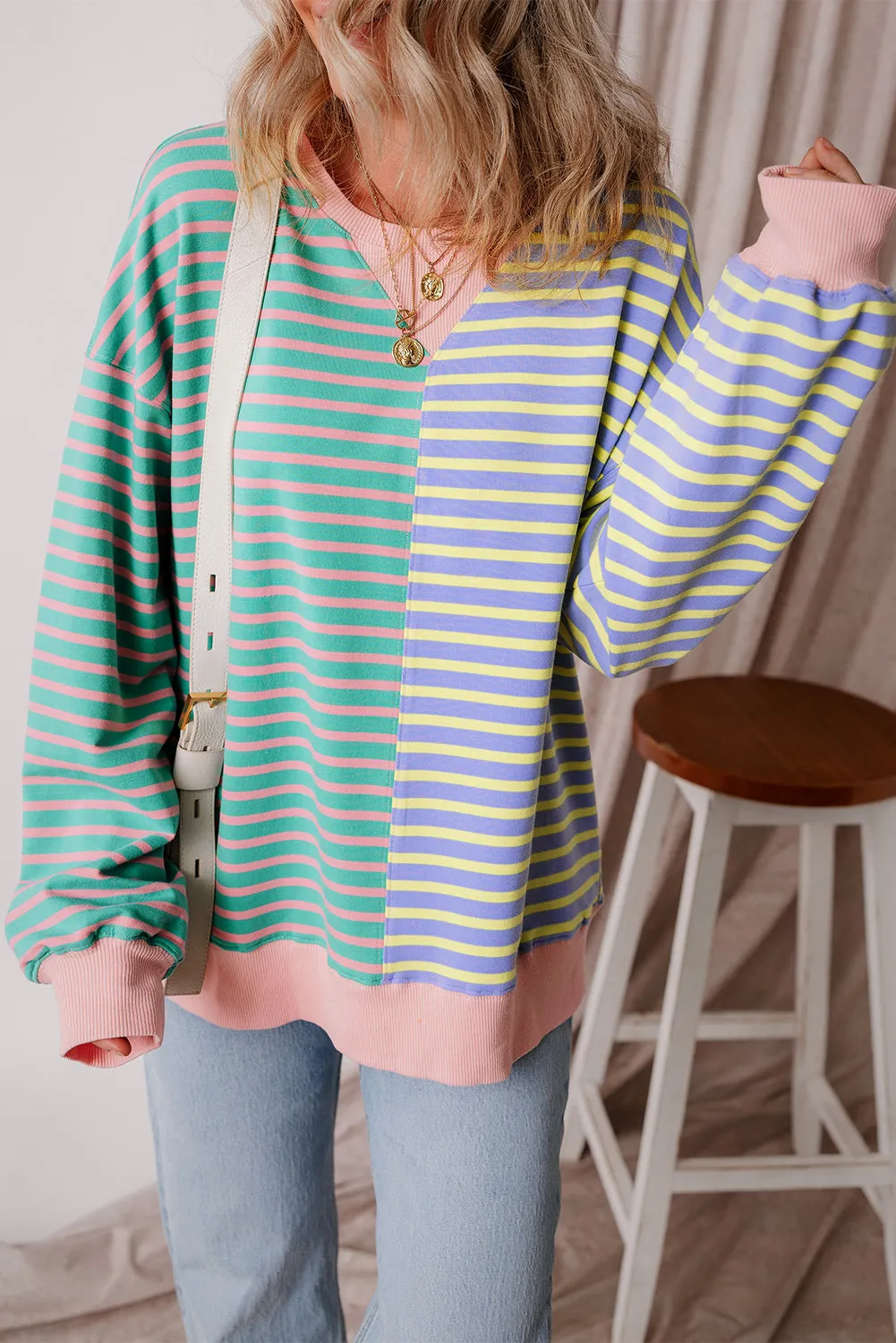 Casual Stripe Oversize Sweatshirt