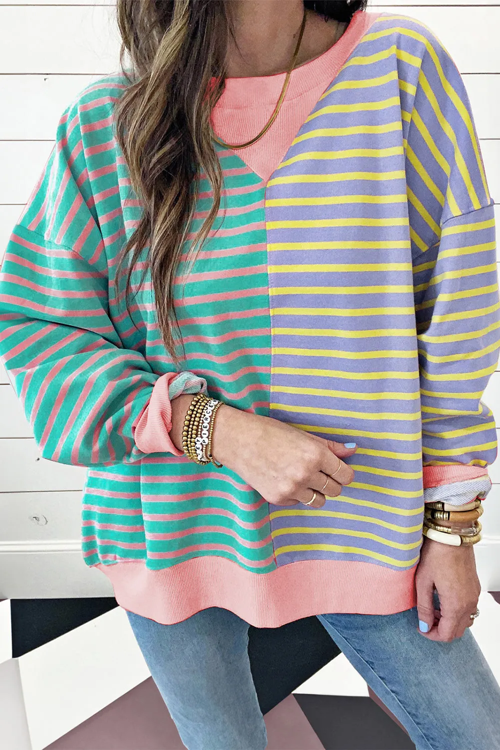 Casual Stripe Oversize Sweatshirt