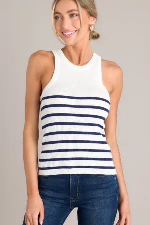 Chasing Summer Navy Stripe Knitted Tank