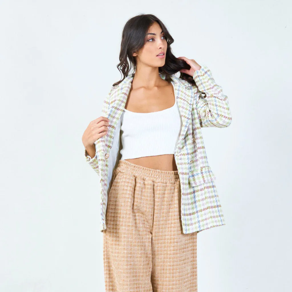 Classic tweed blazer with pockets wholesale