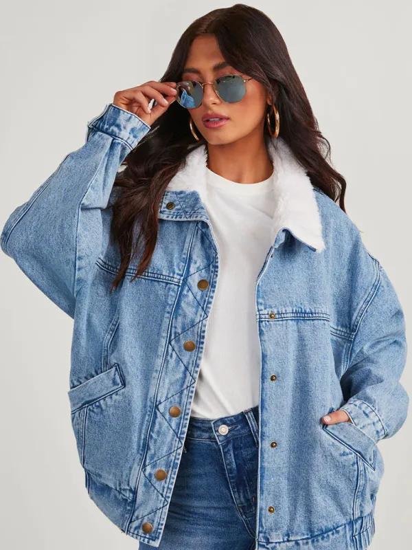 Cozy Faux Fur Denim Jacket for Trendy Layering