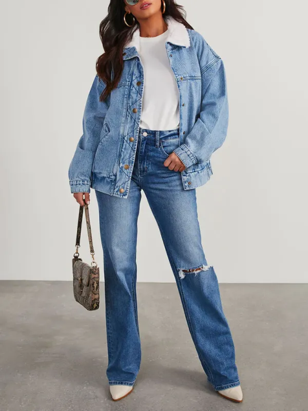 Cozy Faux Fur Denim Jacket for Trendy Layering