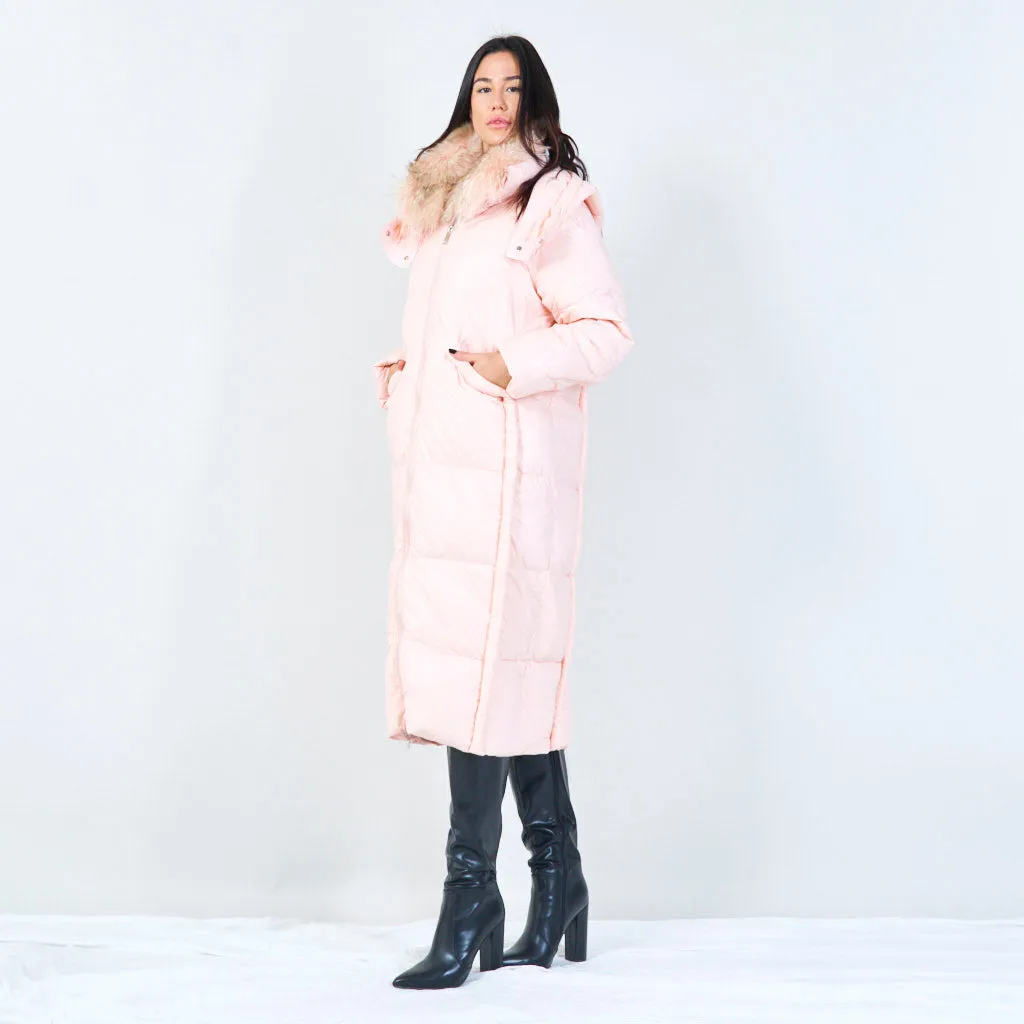 Cozy quilted duck down coat with fur collar wholesale