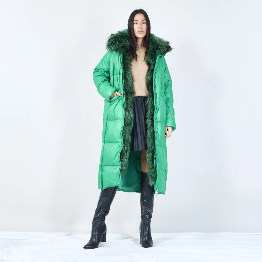 Cozy quilted duck down coat with fur collar wholesale