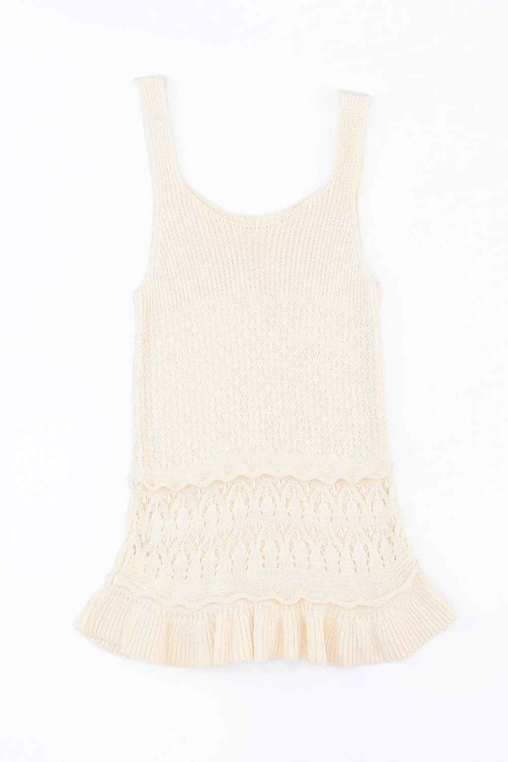 Crochet Ruffled Hem Knitted Vest