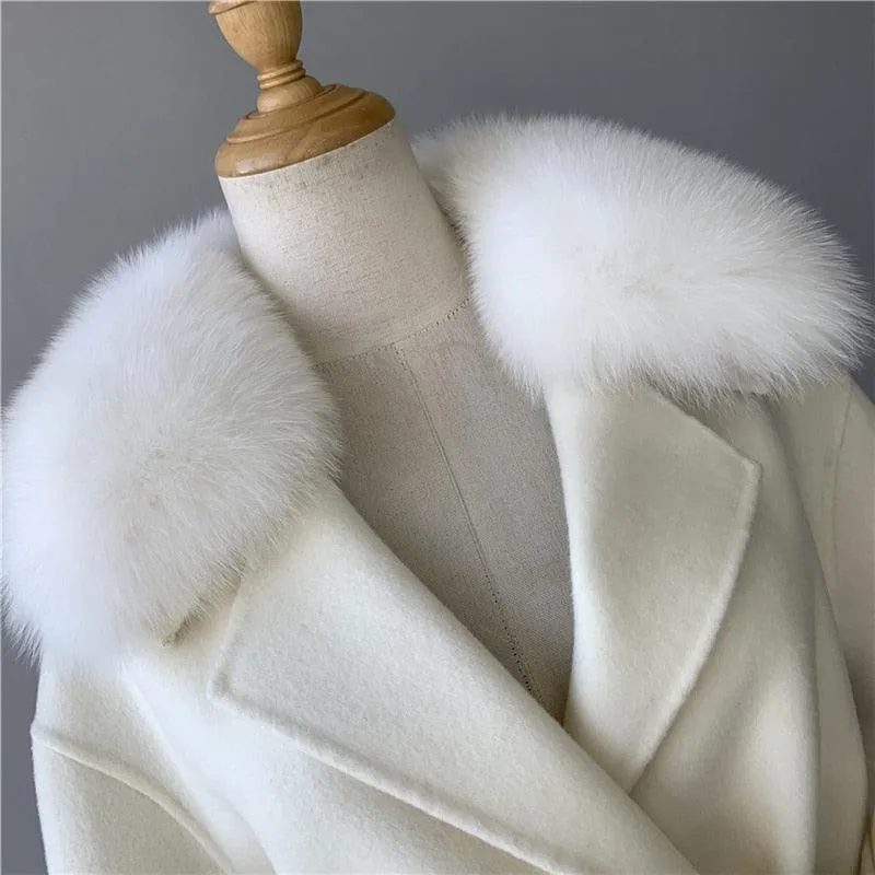 Double Face High End Real Fur Cashmere Wool Coat