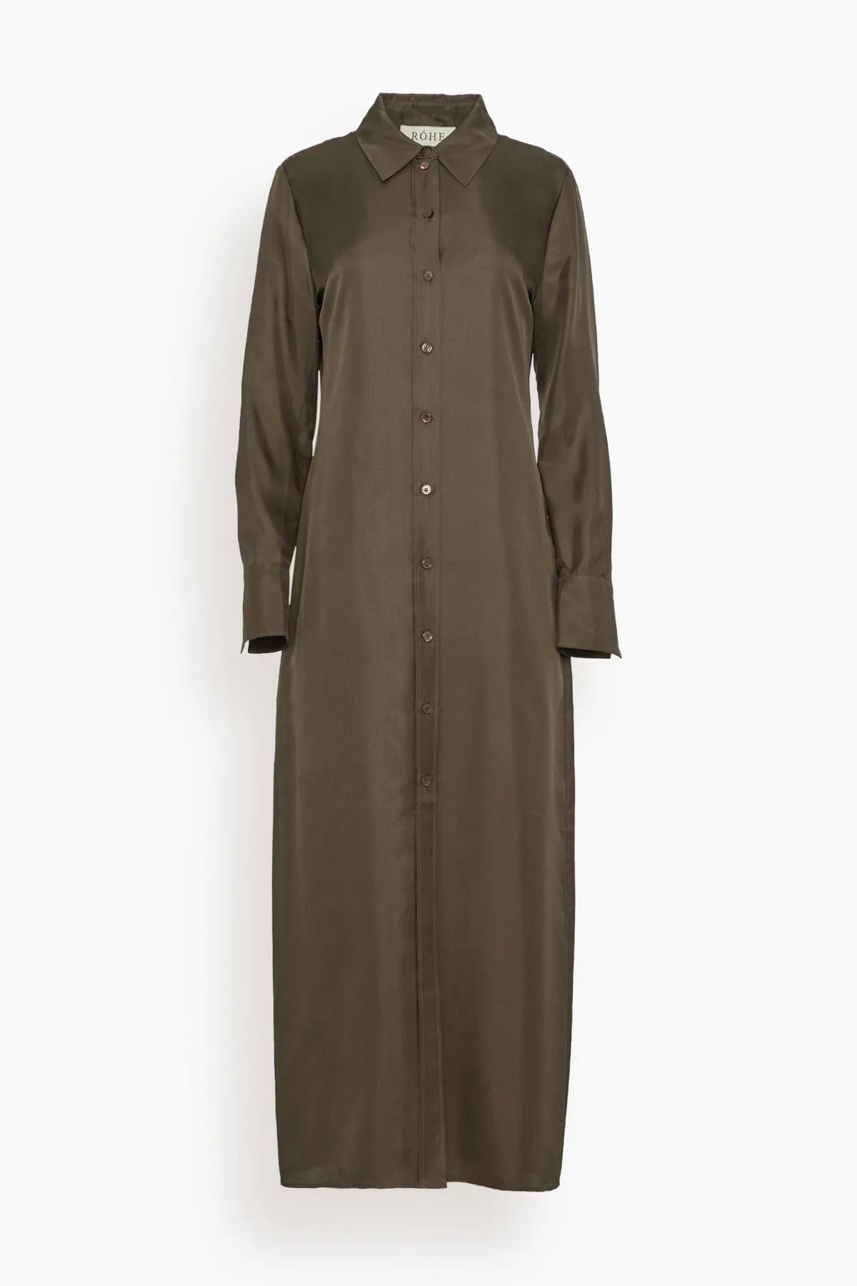 Elongated Silk Shirt Dress in Earth