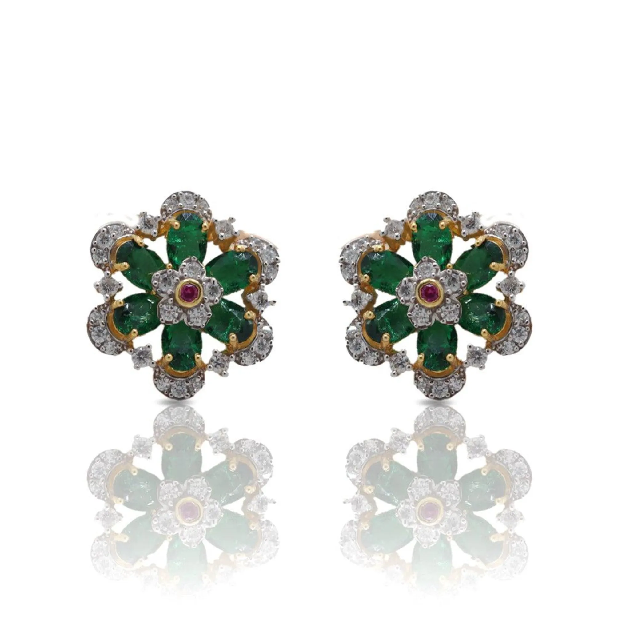 Enchanted Emerald Flower-Shape Emerald Earrings