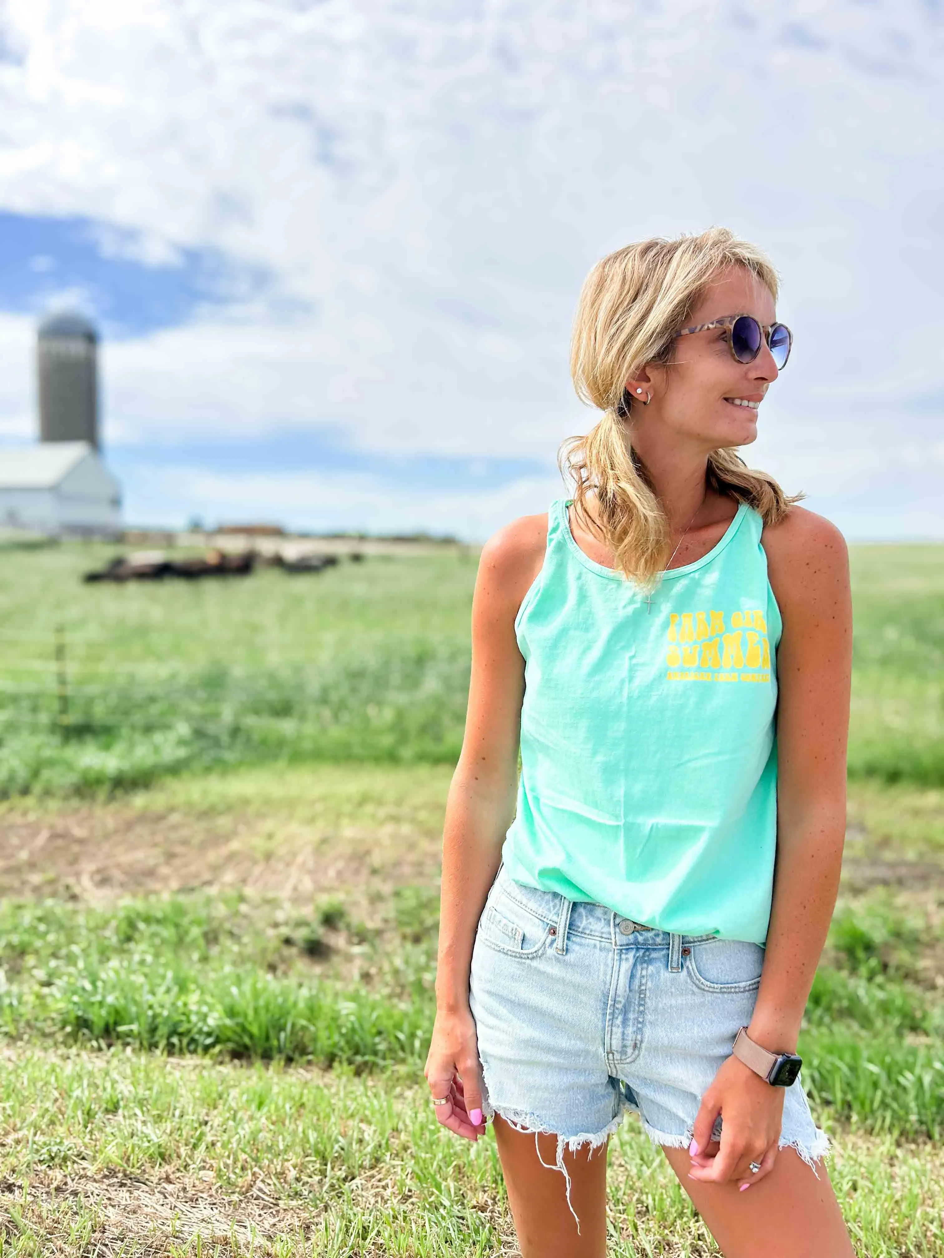 ‘Farm Girl Summer’ Mint Tank Top