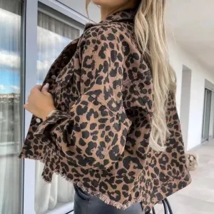 Fashionable and Trendy Spring Leopard Denim Coat for Women