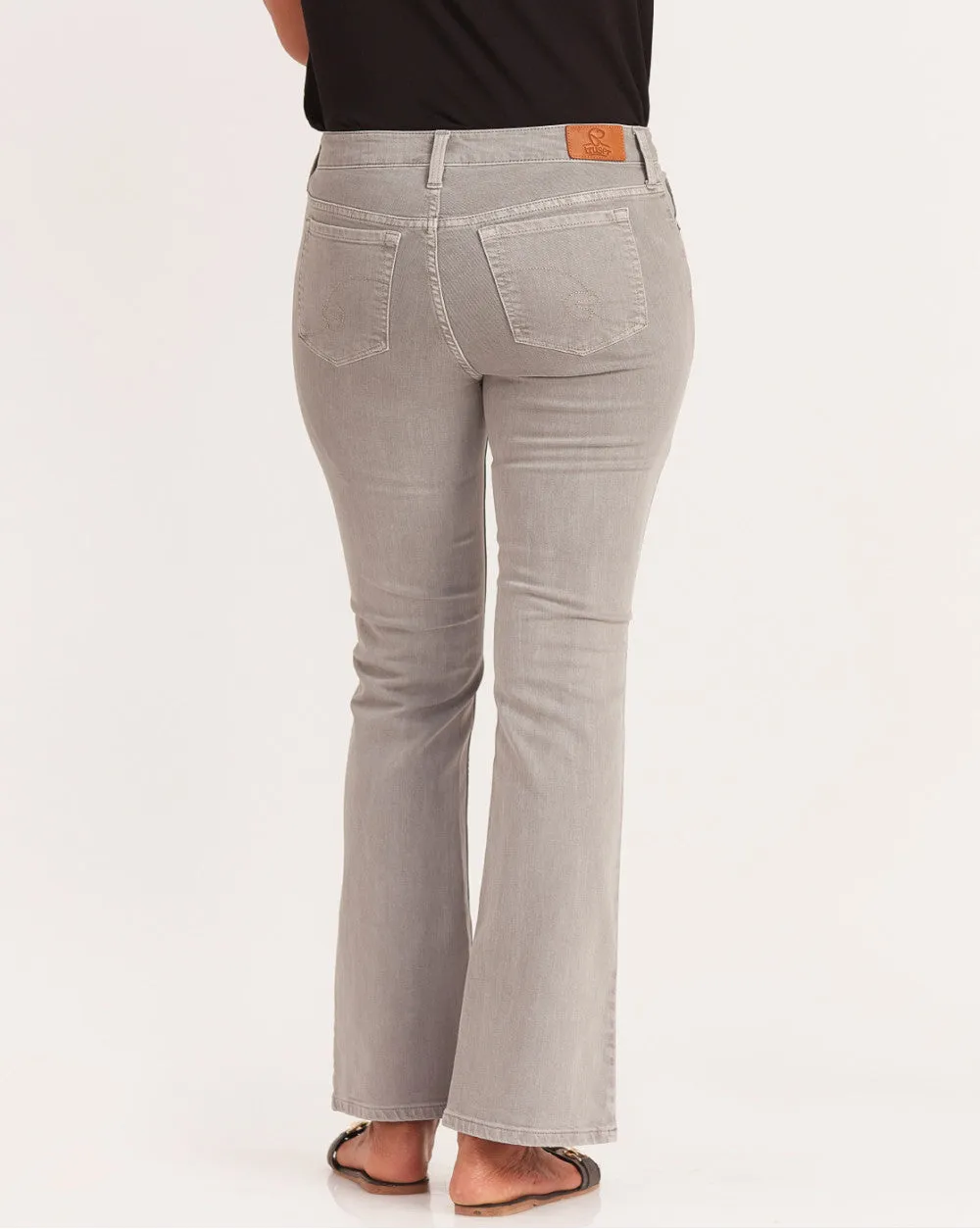 Fit And Flare Flare Mid Waist Colored Jeans - Soft Grey