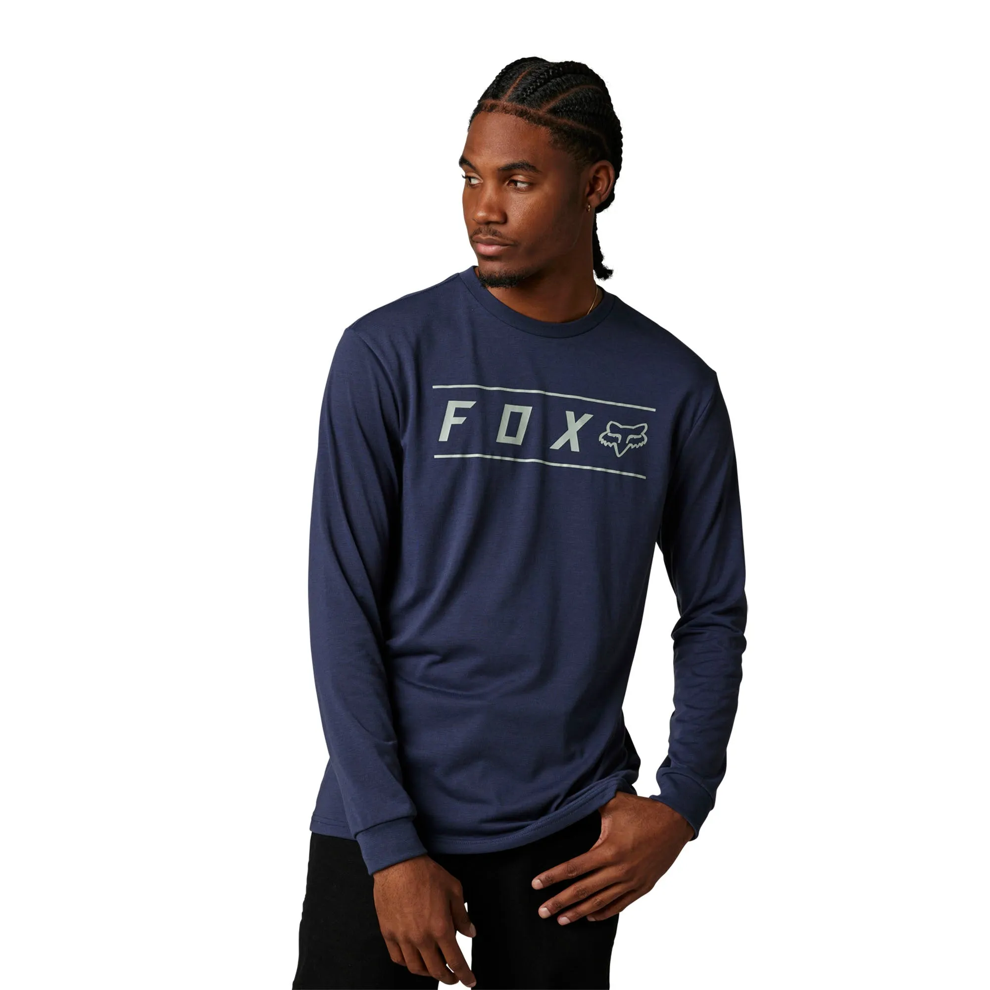 Fox Racing  Mens Pinnacle Long Sleeve Drirelease T-Shirt Tee Heather Deep Cobalt