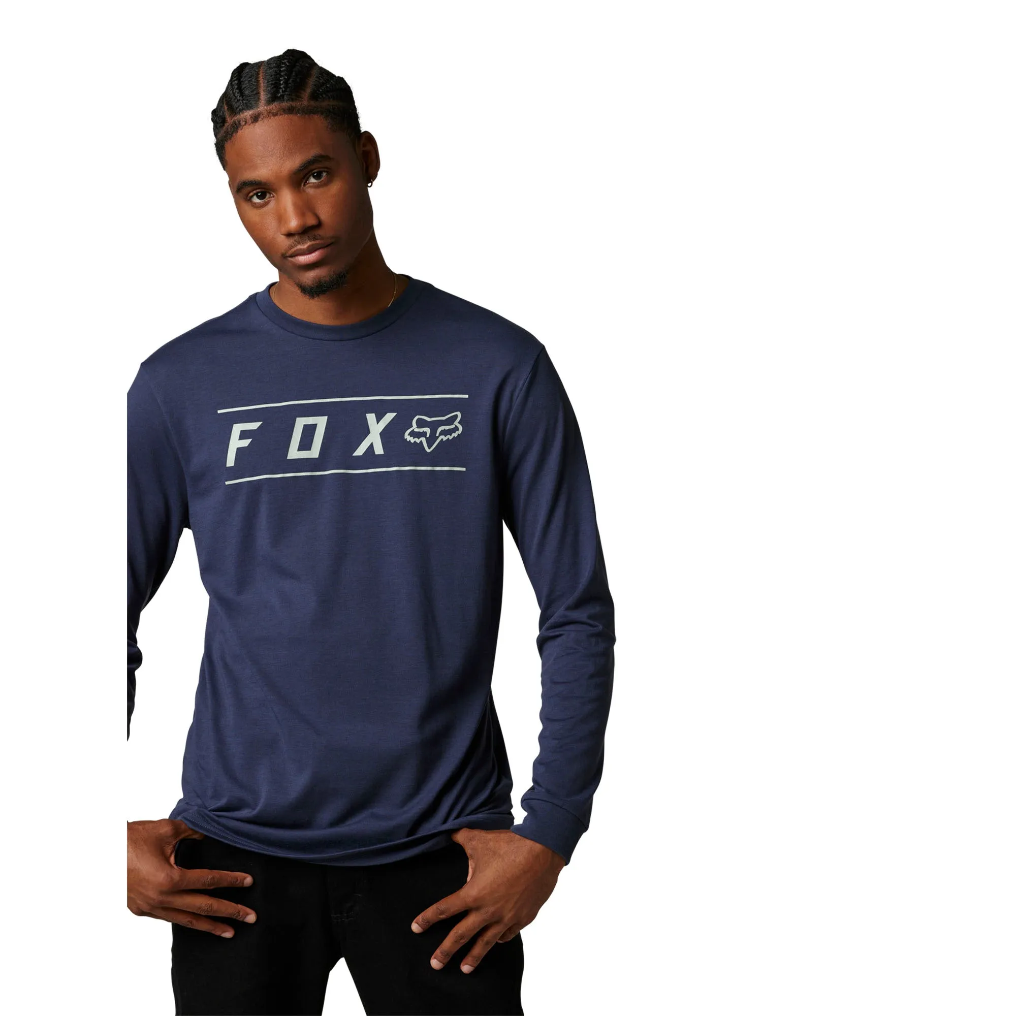 Fox Racing  Mens Pinnacle Long Sleeve Drirelease T-Shirt Tee Heather Deep Cobalt