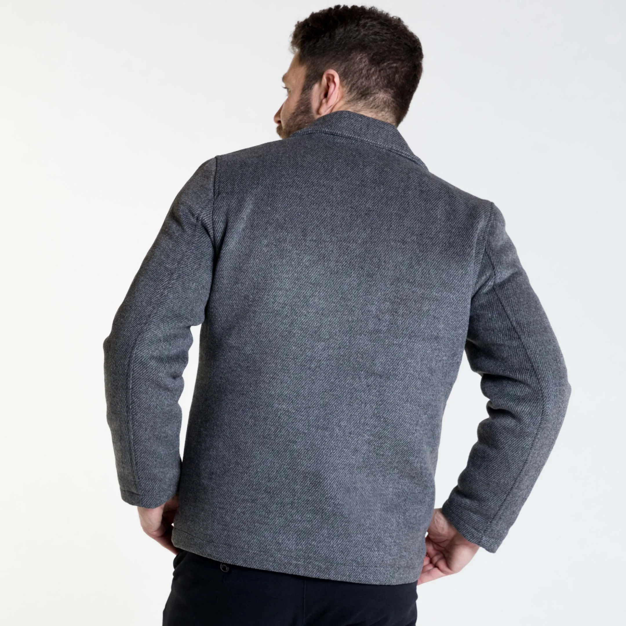 Grey Herringbone Peacoat