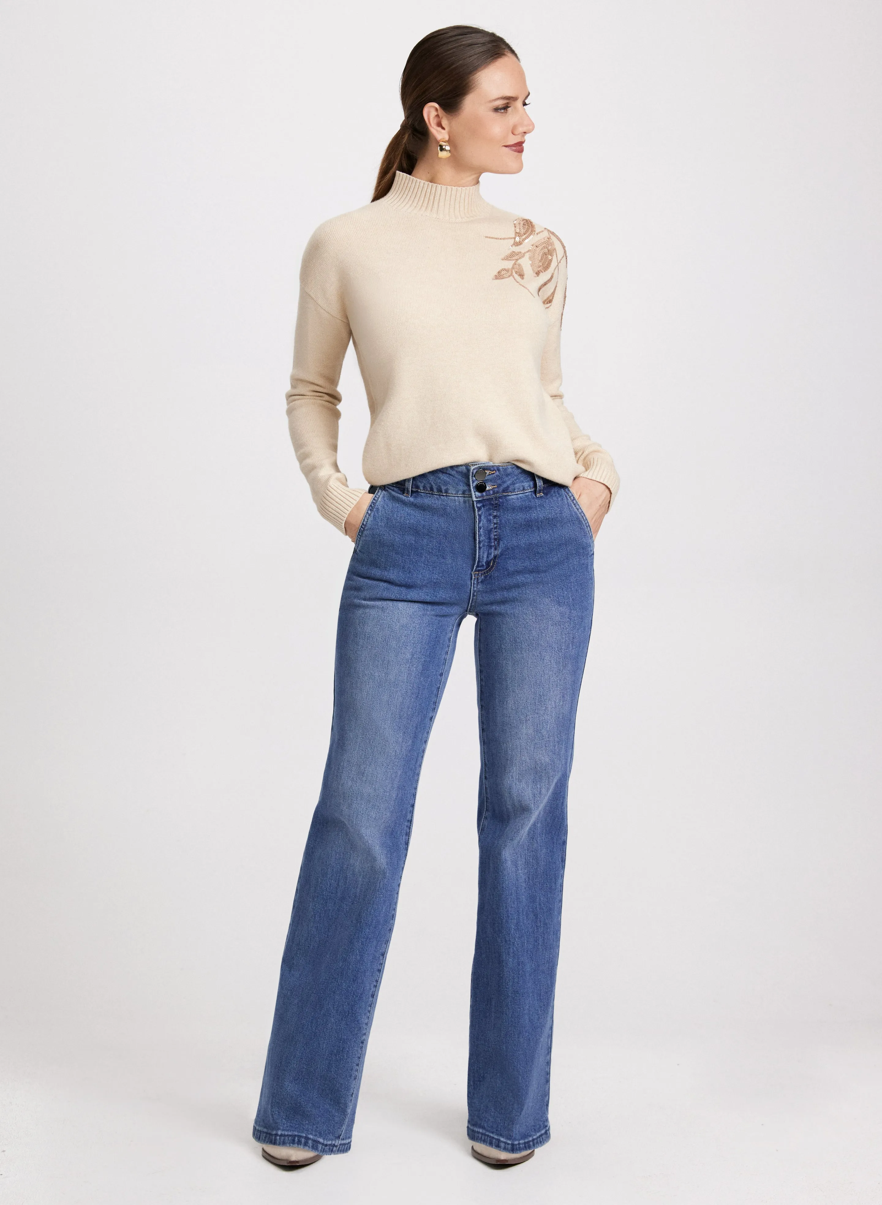 High-Rise Flared Denim Pants