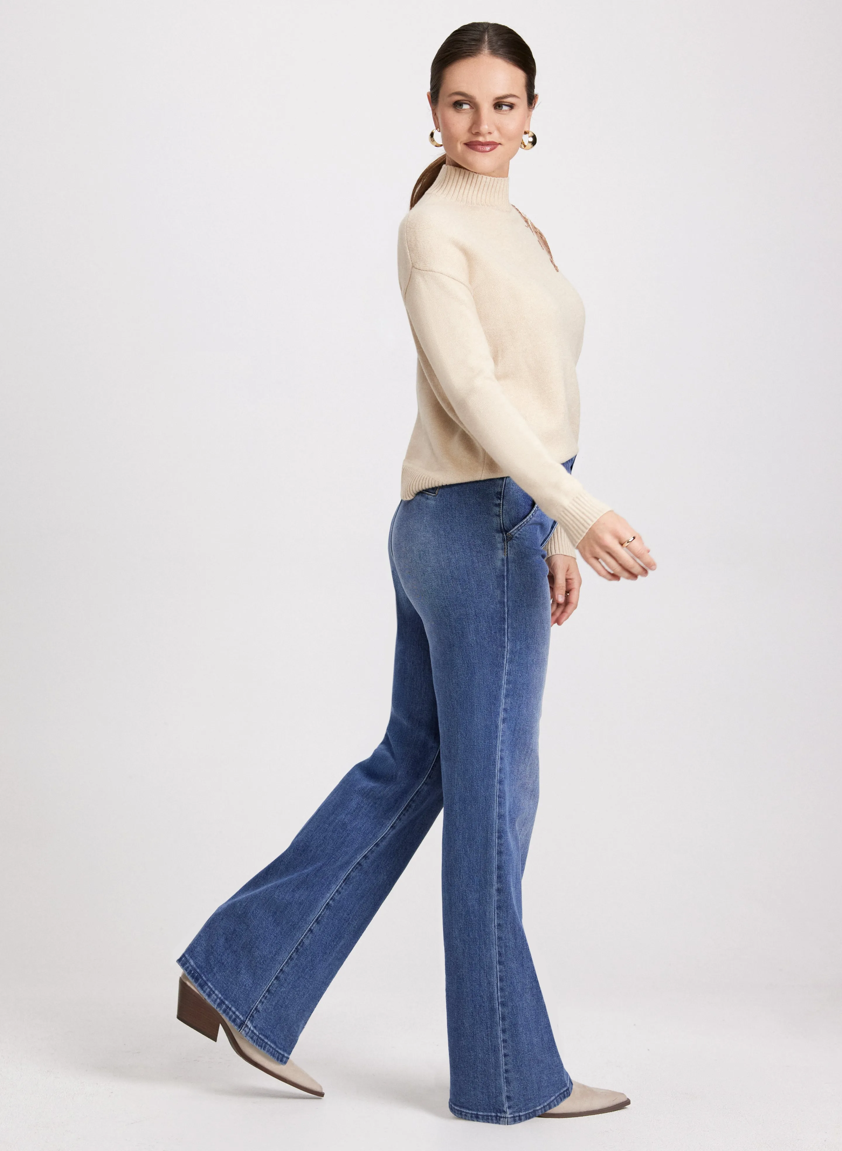 High-Rise Flared Denim Pants