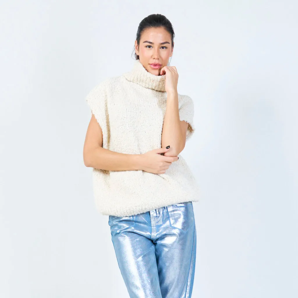 Hooded boucle knit vest wholesale