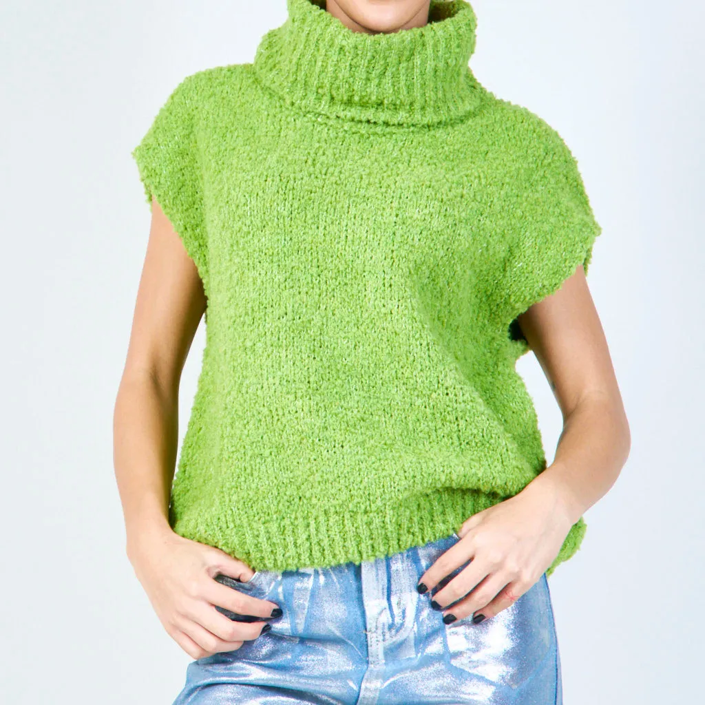 Hooded boucle knit vest wholesale