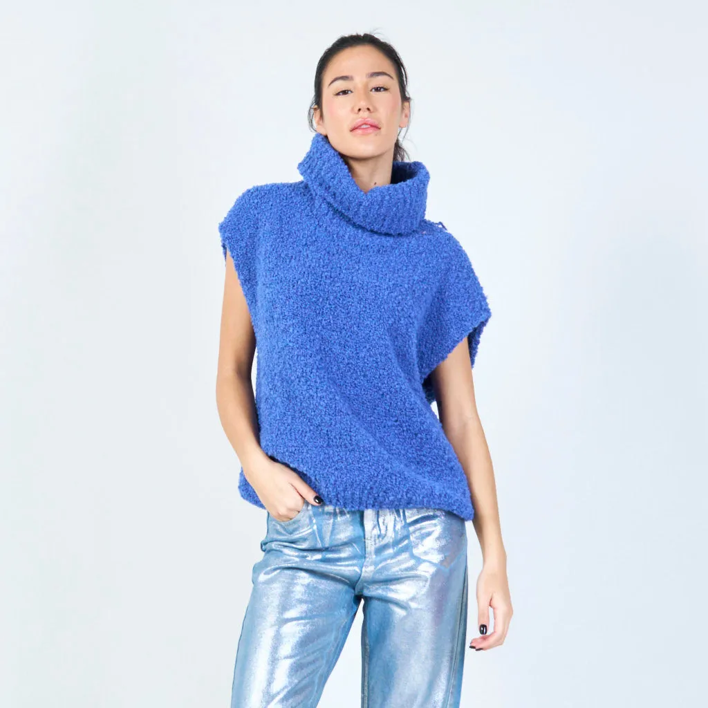 Hooded boucle knit vest wholesale