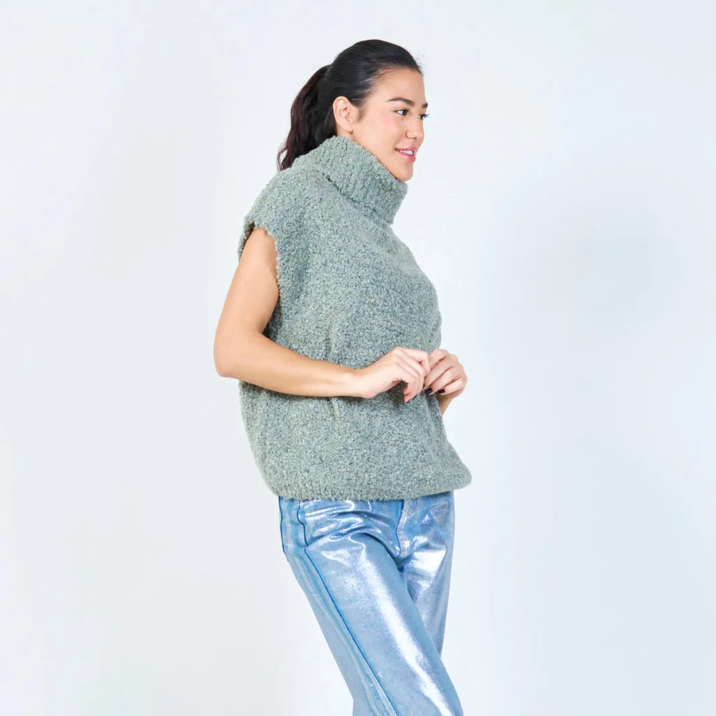 Hooded boucle knit vest wholesale