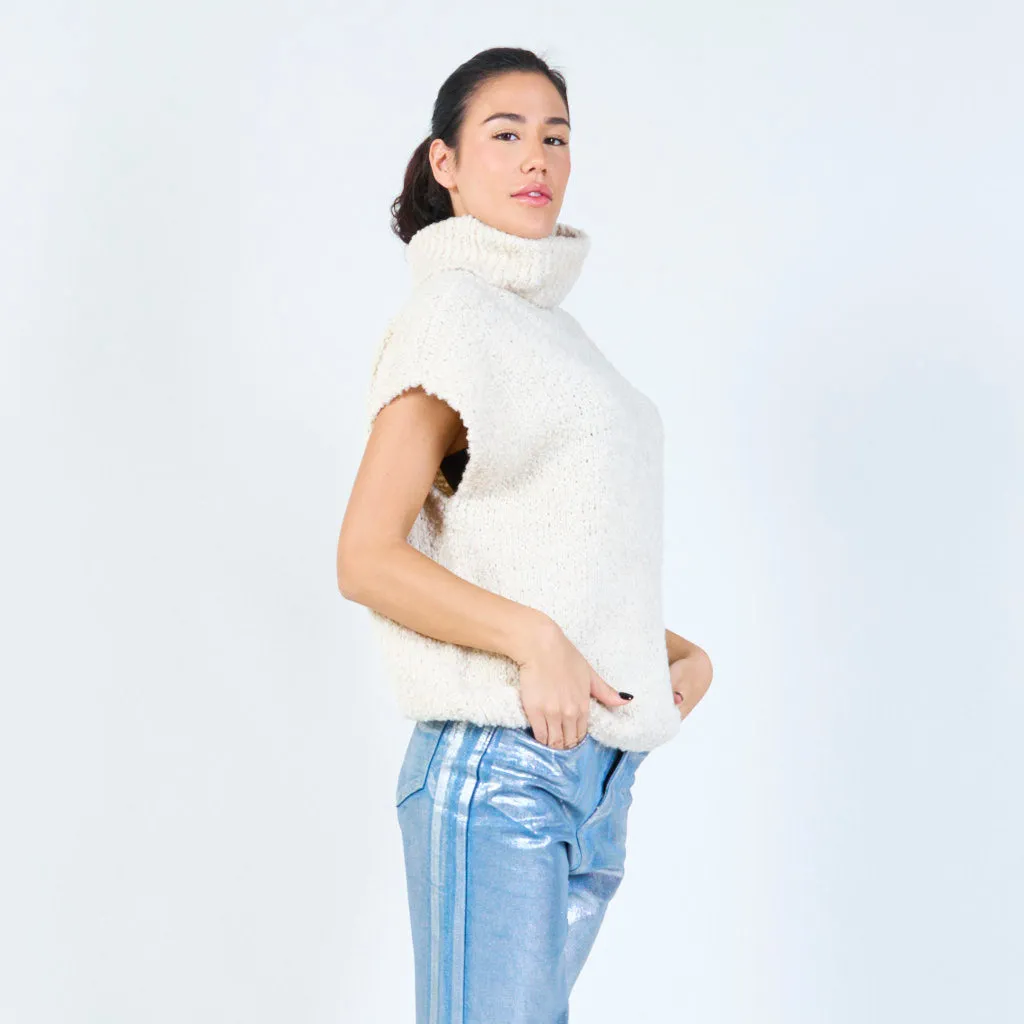 Hooded boucle knit vest wholesale