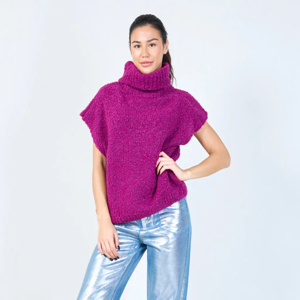 Hooded boucle knit vest wholesale