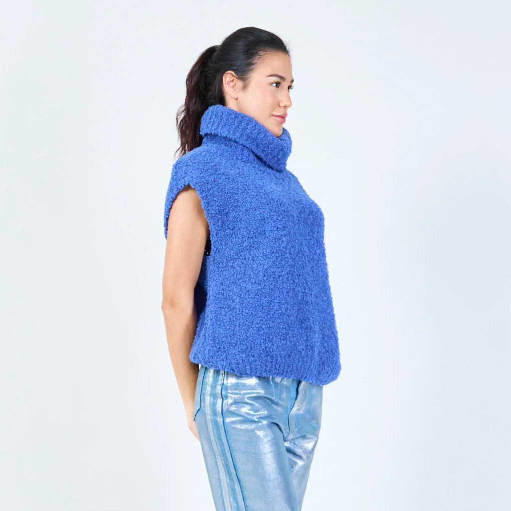 Hooded boucle knit vest wholesale