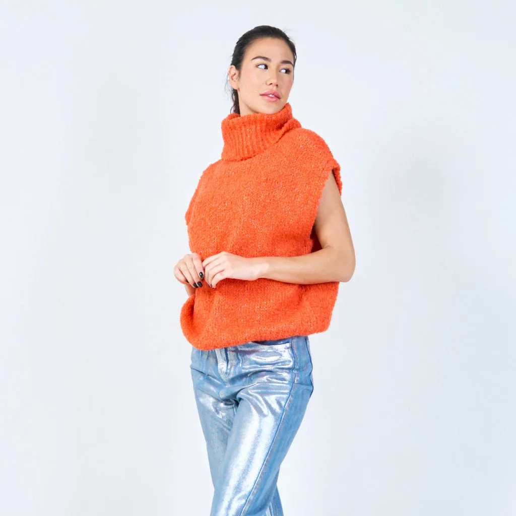 Hooded boucle knit vest wholesale