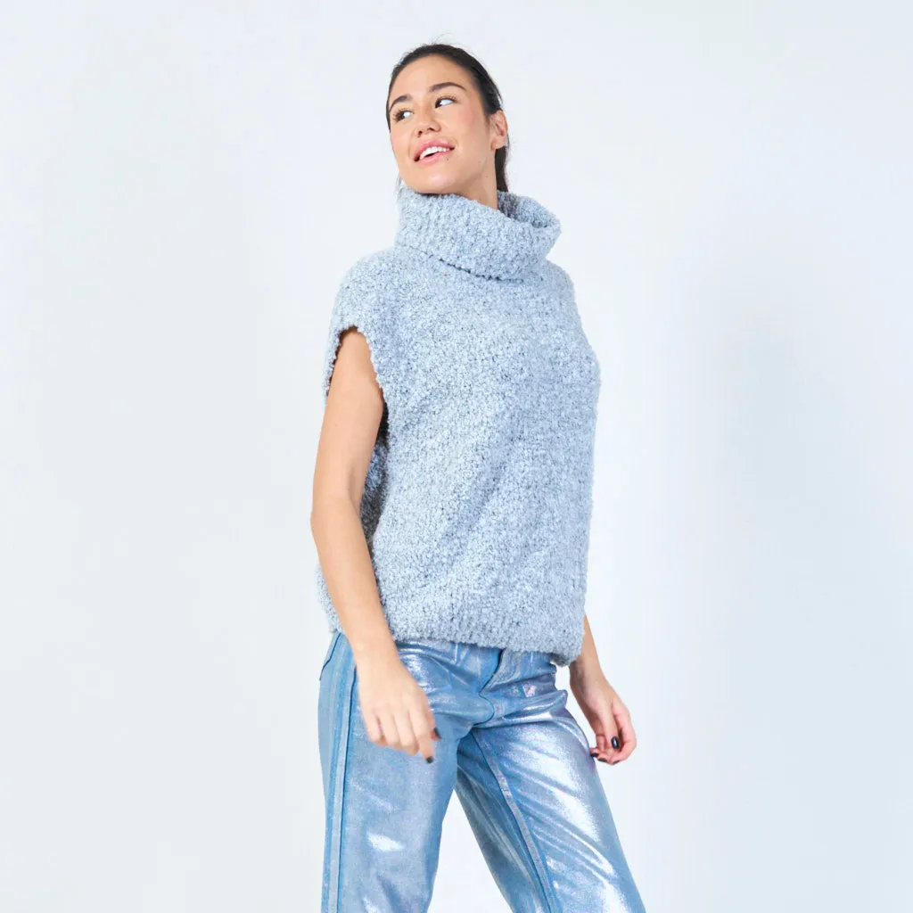 Hooded boucle knit vest wholesale