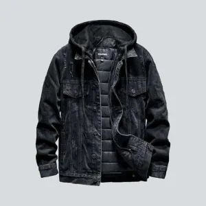 Hooded street jean jacket
 for men