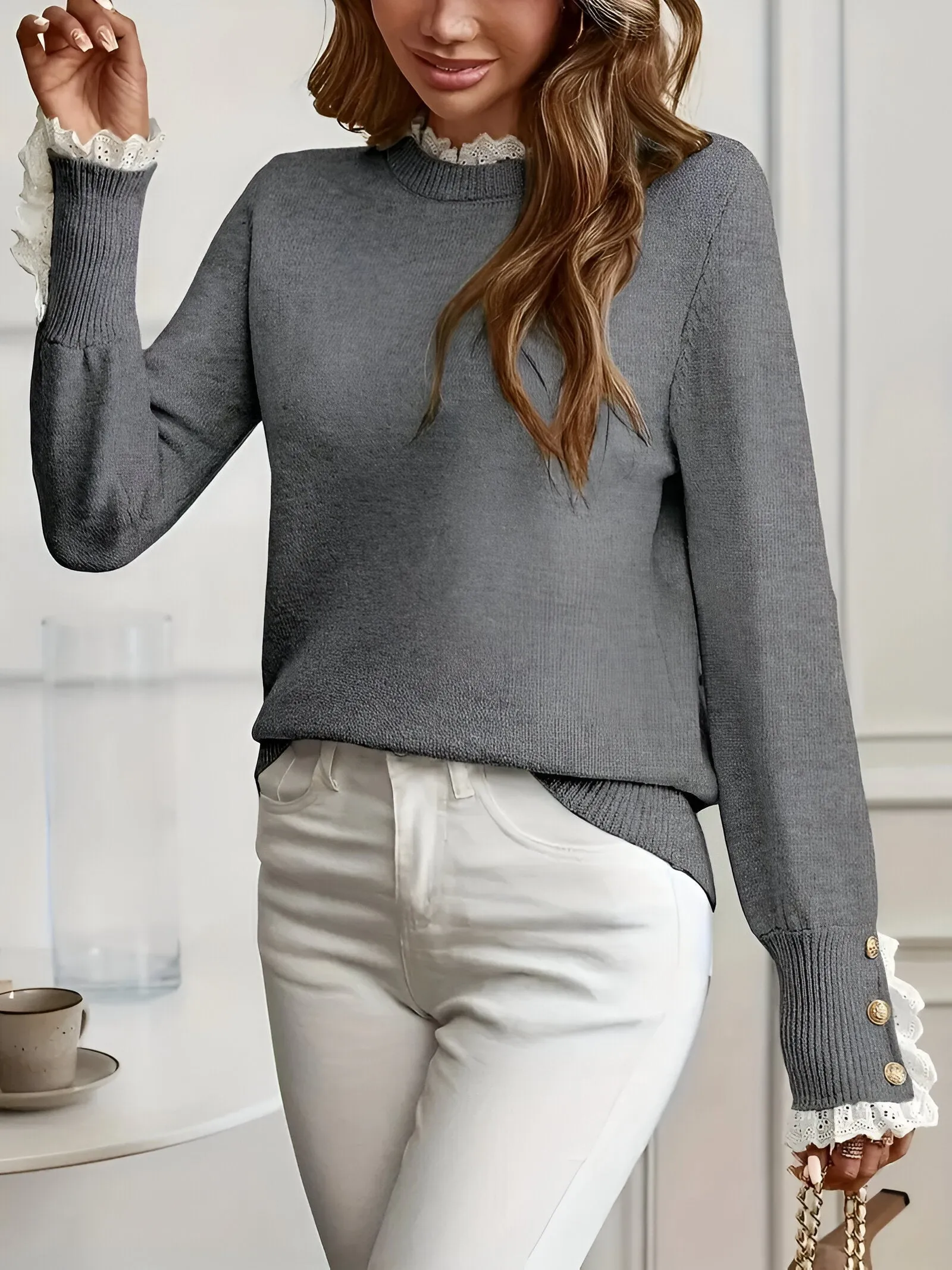 Ivyshape | Comfortable & Elegant Sweater With Button Closure