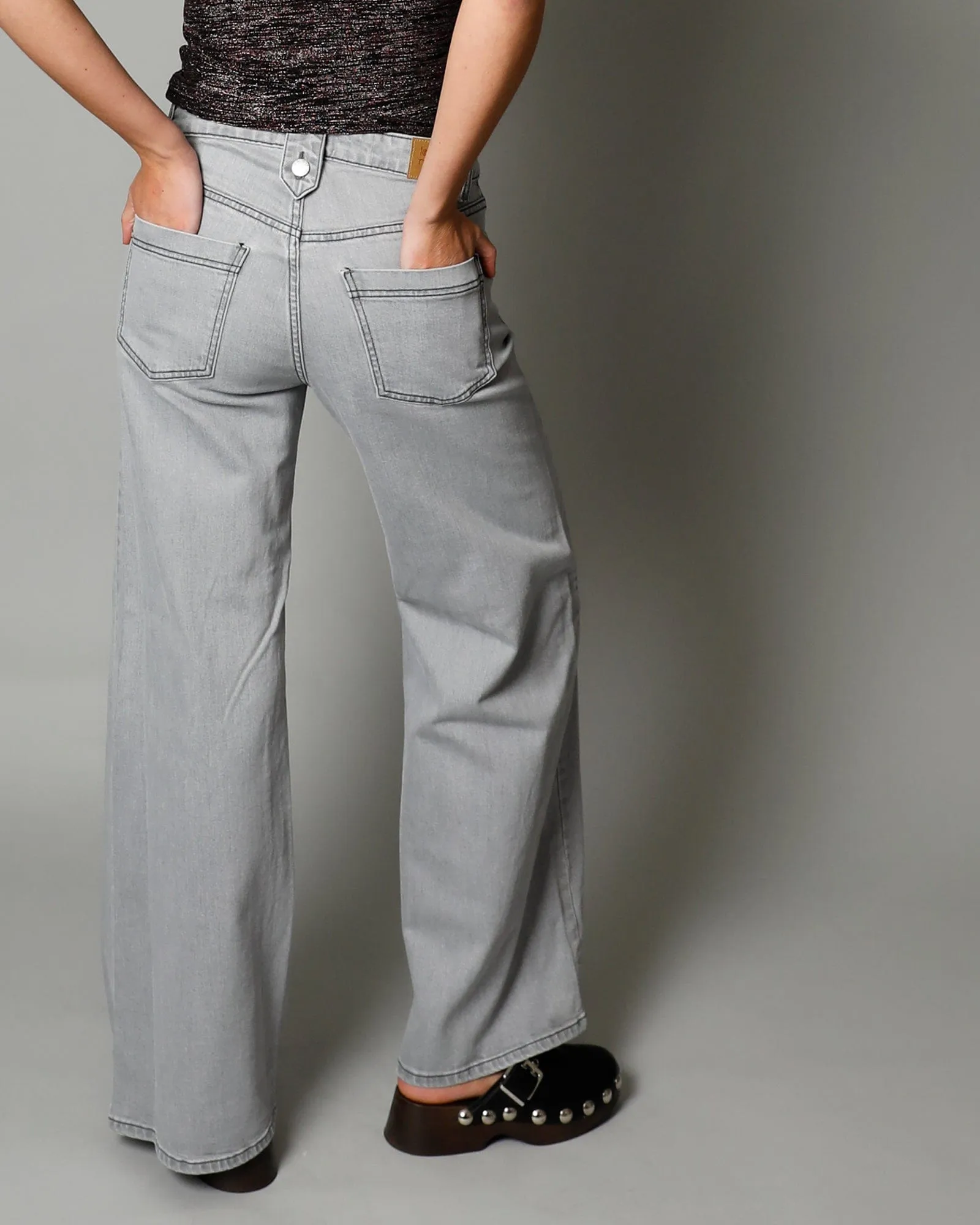 KATE Wide Leg Jean - Grey Button Fly