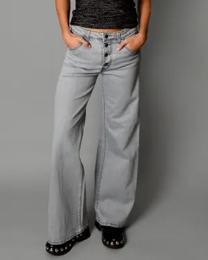 KATE Wide Leg Jean - Grey Button Fly