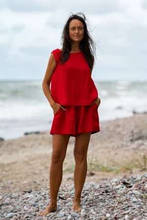 Linen Tank Top TEIDE In Red