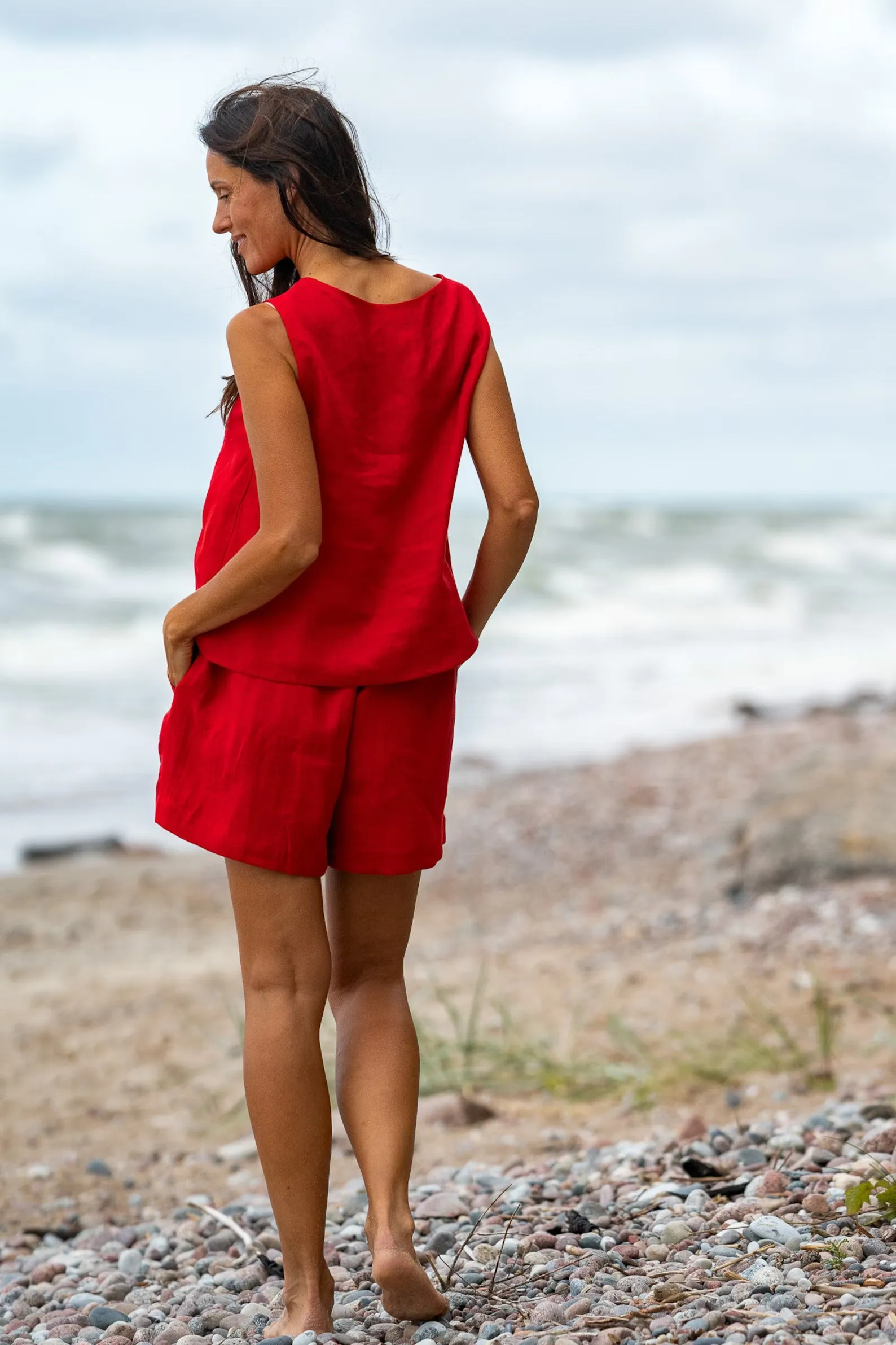 Linen Tank Top TEIDE In Red