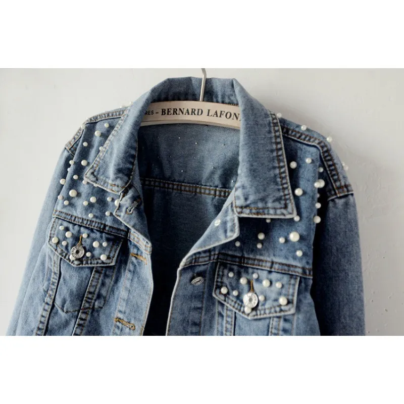 Long Sleeves Beaded Denim Jackets