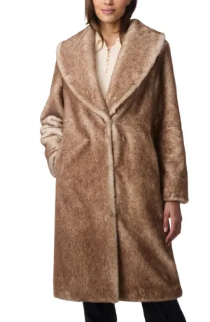 Longline Faux Fur Coat Tan