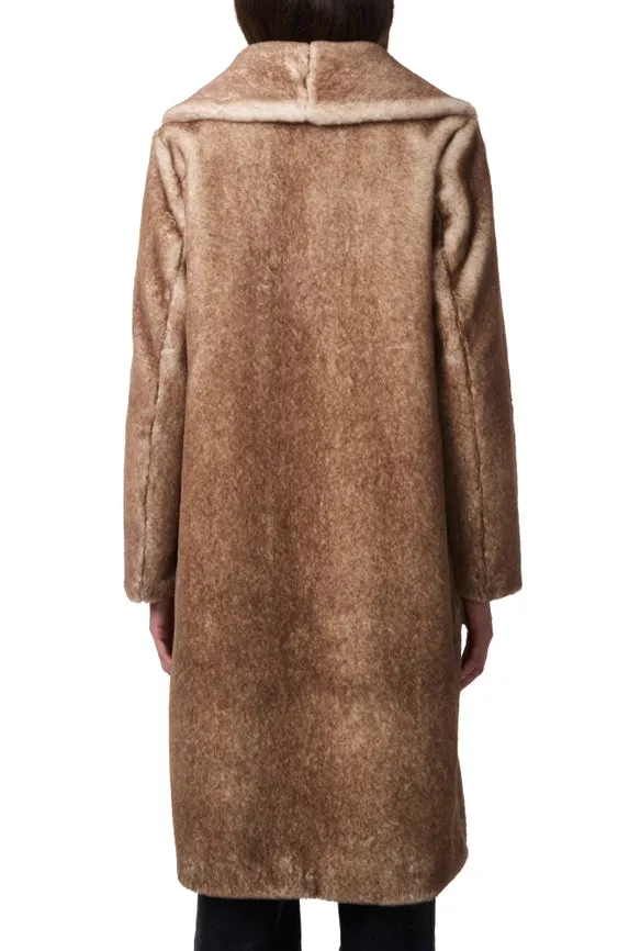 Longline Faux Fur Coat Tan